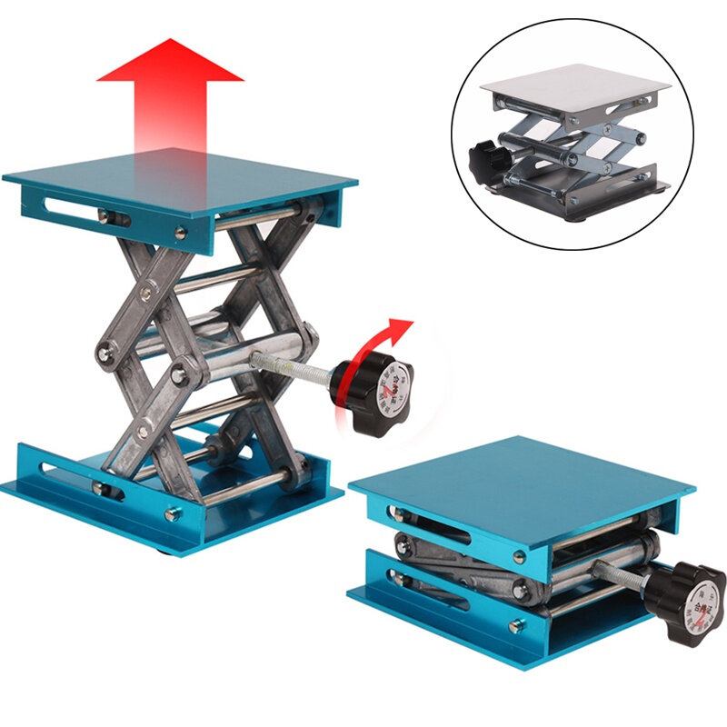 Enrutador de aluminio de mesa elevadora, soporte de elevación para grabado en carpintería, laboratorio, plataforma de elevación, bancos de madera, 4 "x 4", 100x100mm