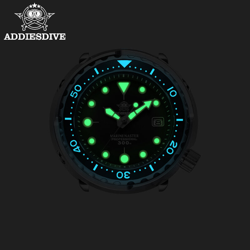 Addicesdive-reloj mecánico de acero inoxidable para hombre, pulsera con movimiento NH35, esfera luminosa, cristal de zafiro, 300m
