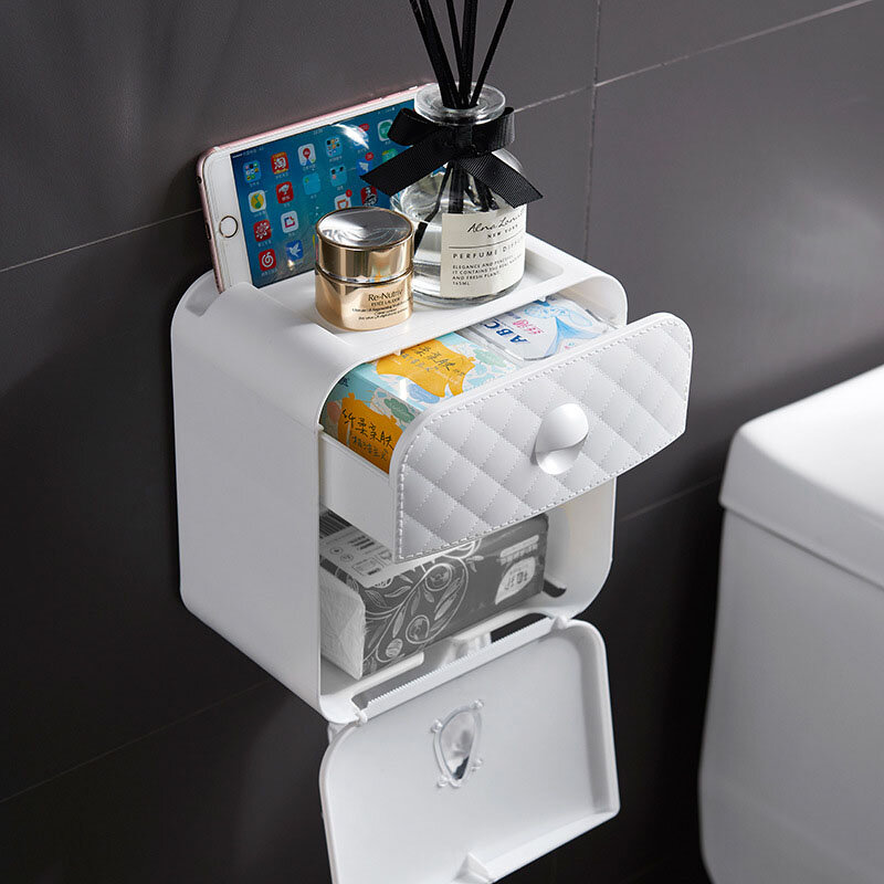 Настенный держатель для туалетной бумаги, водонепроницаемая коробка для салфеток, диспенсер для бумаги, многофункциональная двухслойная к...