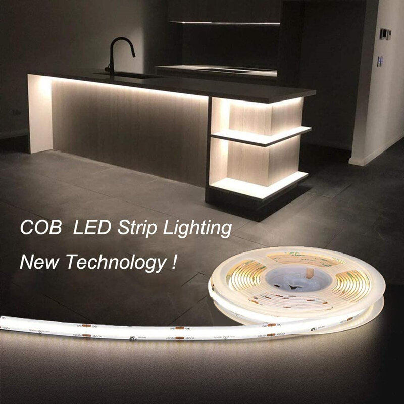360Leds/M COB LED Strip Cahaya untuk Ruang Tamu Dapur Dekorasi Latar Belakang Cahaya Malam DC 24V Dioda Dekorasi Lampu Pencahayaan String