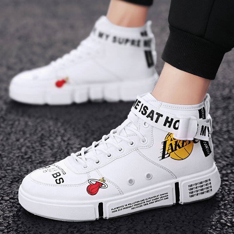 AODLEE Unisex Hip Hop Sneakers Men Shoes Superstar Fashion Printed High top Men Causal Shoes Male Vulcanize Graffiti board Shoes