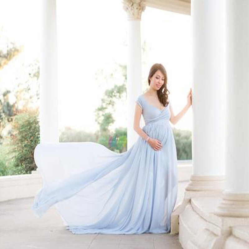 Vogoe Baby — Robe de maternité longue, tenue de grossesse, en dentelle, taille maxi, pour femmes enceintes, vêtement idéal pour les photographies