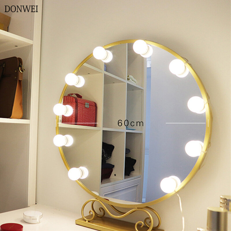Kit de lámpara de 6LED/10 LED/14, espejo de tocador para maquillaje, brillo ajustable, estilo Hollywood, maquillaje, cosmético