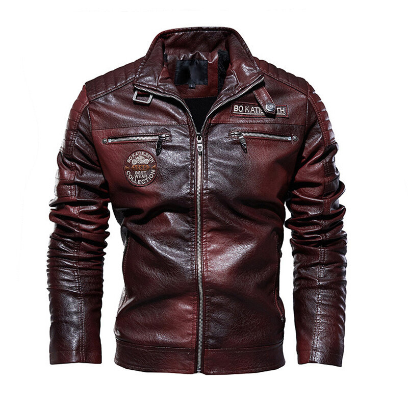Novo inverno velo militar jaqueta de couro do plutônio dos homens da motocicleta falso leahter jaquetas masculino blusão chaqueta cuero hombre L-3XL