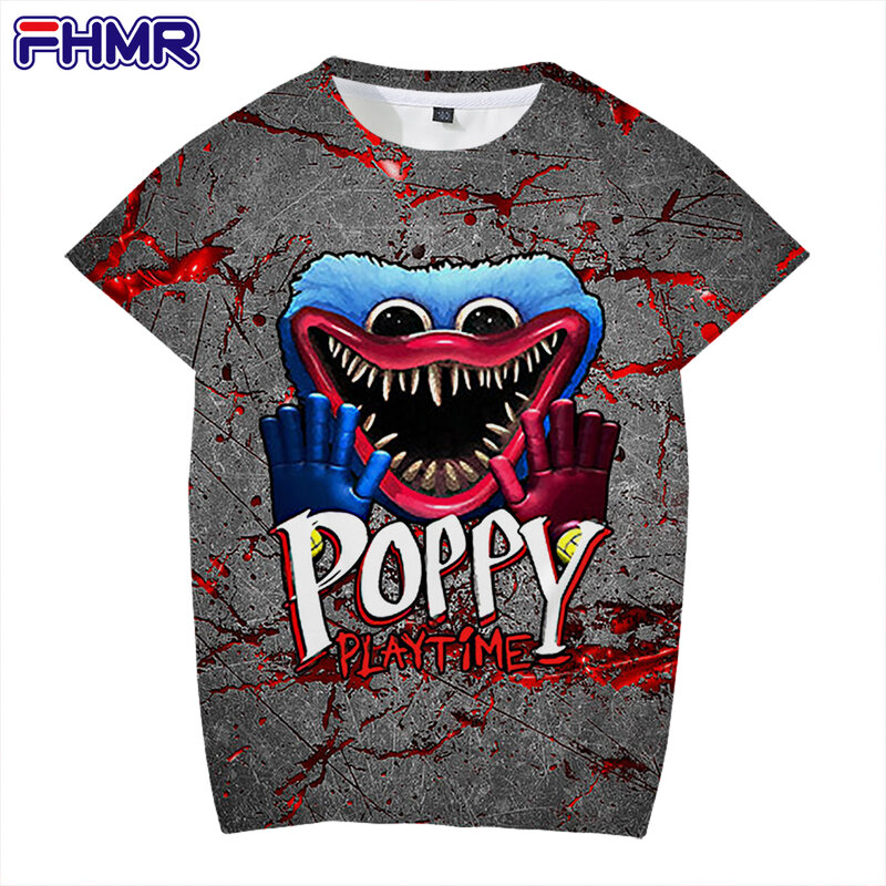 Kids Spel Poppy Speeltijd Jongens T-shirt 3D Printiing Harajuku Casual Grafische Streetwear Huggy Wuggy Korte Mouwen Grls T-shirts