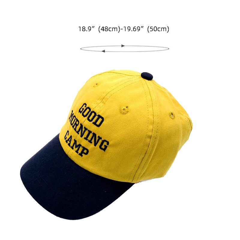 1pc Embroidery Cotton Baseball Cap For Kids Good Morning Camp Letter Hat Boys Girls Outdoor Sunscreen Snapback Adjustable 2-4Y