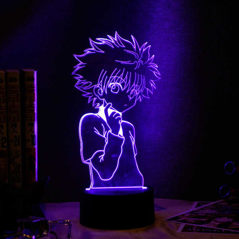 Anime hunter x hunter killua figura 3d noite lâmpada para crianças criança quarto decoração nightlight manga presente luz da noite lâmpada de mesa