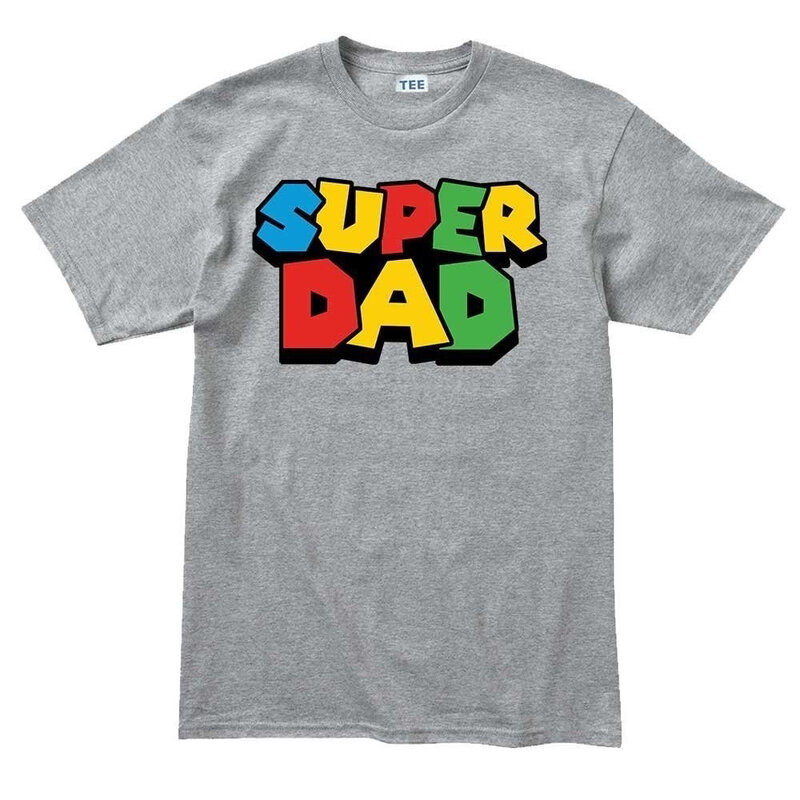 Супер папа, Мужская футболка, цветная, короткий рукав, Марио Луиджи, подарок на день отца для папы, мягкая крутая хлопковая хипстерская футбо...