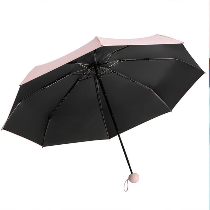 Five-holding sun umbrella sun protection UV folding umbrella female sunshade rain dual-use capsule compact portable pocket