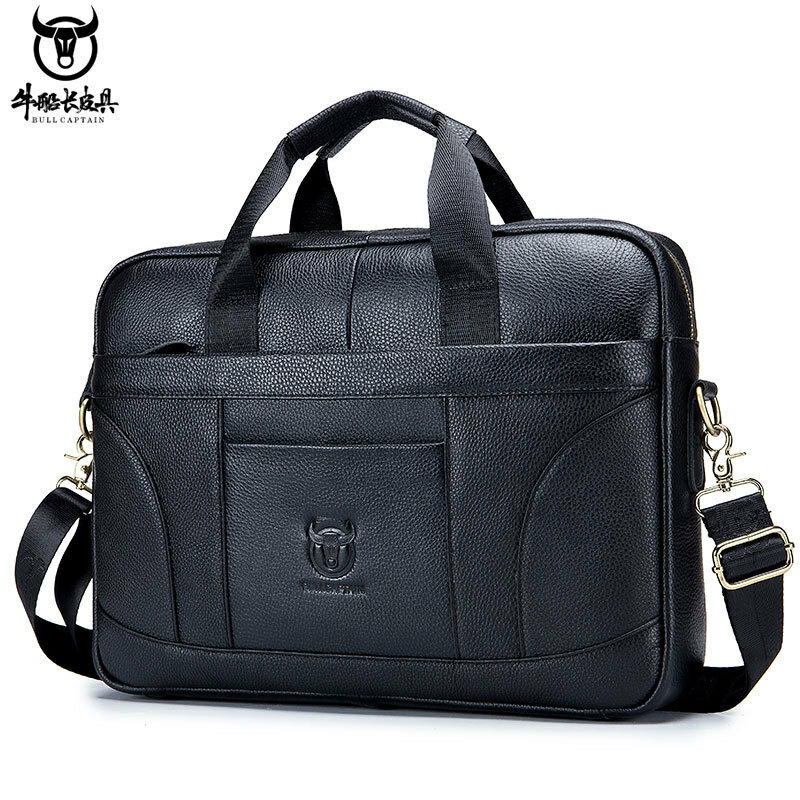 Crazy Horse Cow Leather Men Briefcase Casual Handbag Soft Shoulder Cross body Bag Male Business Travel Bag Laptop Bag