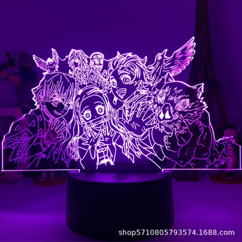 TAKARA TOMY-고스트 디스트로이어 블레이드 게이트, 탄지로 아크릴 7 가지 7/16 색 원격 제어 터치 야간 조명 침실 수면 램프