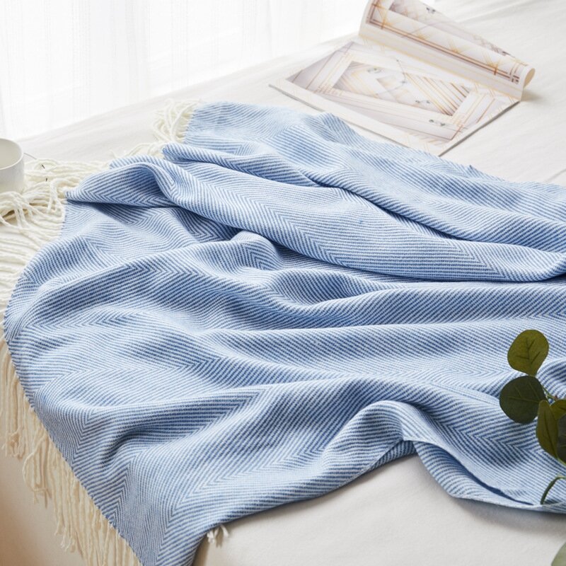Hand-Woven Wave รูปแบบ Herringbone พู่จี้ผ้าห่มผ้าห่มผ้าห่มผ้าห่ม Herringbone ผ้าห่ม Line ผ้าห่มของขวัญ