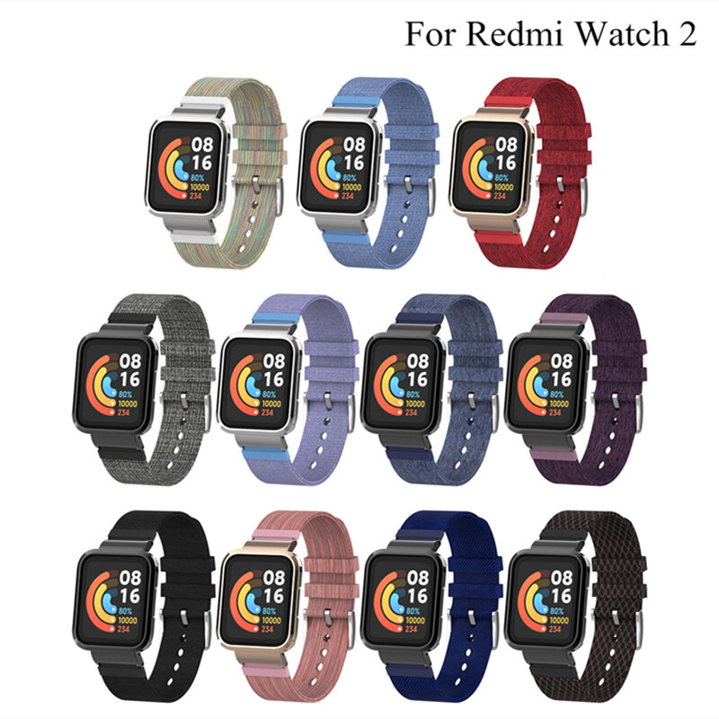 Correa de nailon para Xiaomi Redmi Watch 2/2 Lite, pulsera deportiva de lona con funda de Metal, accesorios para Redmi Watch 2 Lite