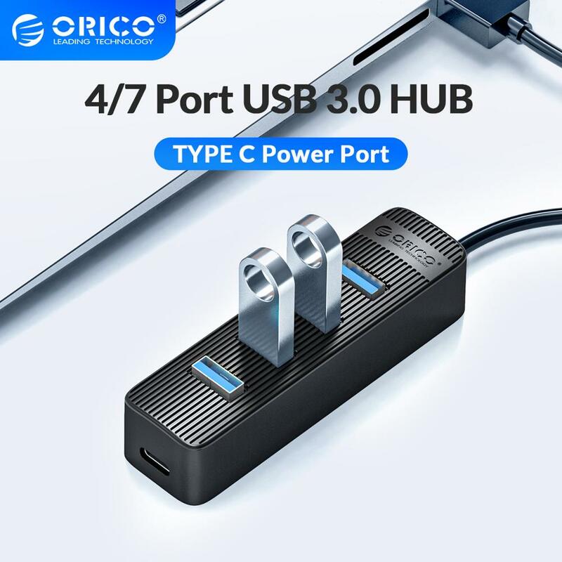 ORICO-HUB con 4 puertos USB 3,0, con fuente de alimentación tipo C, para PC, portátil, Accesorios de ordenador, ABS, divisor USB 3,0, adaptador OTG
