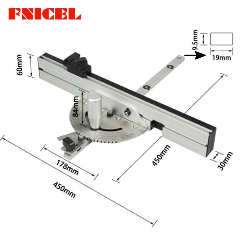 450mm Miter Gauge Table Saw/Router Miter Gauge Sawing Assembly Ruler for Table Saw Router Wood Working Saw Tool