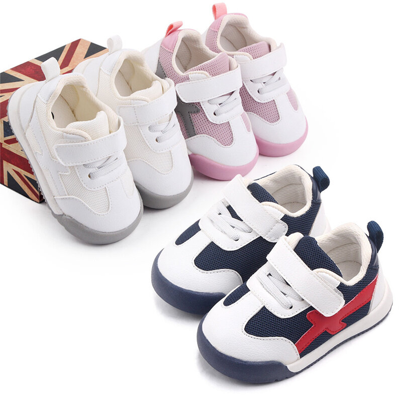 2021 الخريف طفلة الصبي حذاء طفل صغير أحذية رياضية الرضع عادية لينة أسفل مريحة تنفس طفل حذاء رياضة الوردي