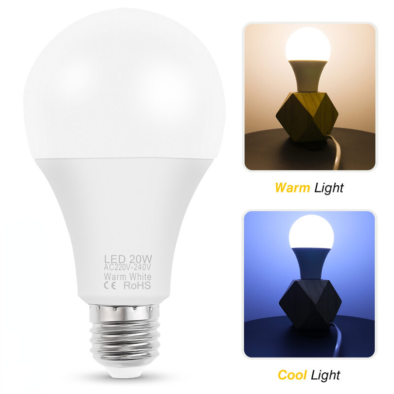 Ampoule LED E14/E26/E27, éclairage d'intérieur pour salon 3W/6W/9W/12W/15W/18W/20W, lumière froide/chaude 220V lampe D'ampoule de projecteur