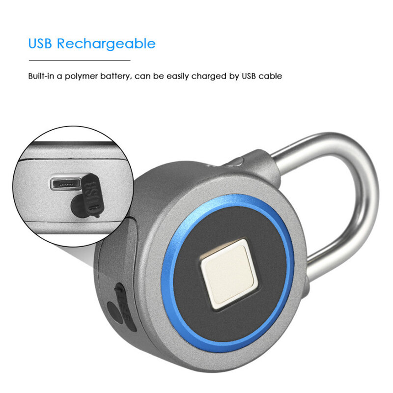 Kunci Sidik Jari Bluetooth USB Pintar Tanpa Kunci Portabel Kunci Listrik IP65 Tas Tahan Air Casing Koper Kunci Kontrol Aplikasi Ponsel