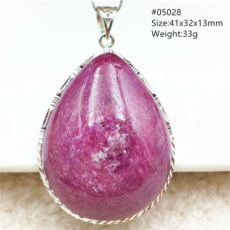 Ожерелье из серебра 925 пробы с натуральным рубином и овальной подвеской в виде капли воды