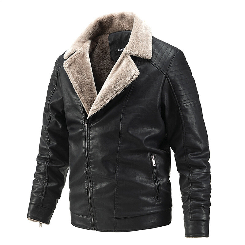 Autumn Winter Business Leather Jacket Men Thick Warm Wool Liner PU Leather Outwear Coats Male Casual Leather Jackets Size M-2XL