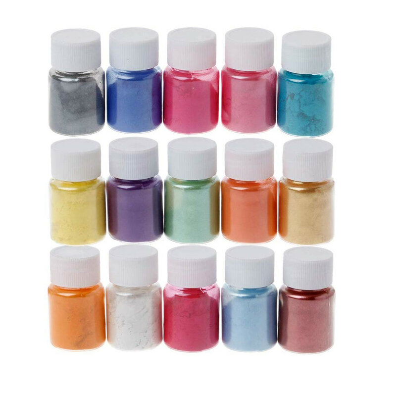 15pcs DIY Handmade Pearlescent Mica Powder Epoxy Resin Dye Pearl Pigment Resin Glue Pigments Material Crystal Mold Soap Making