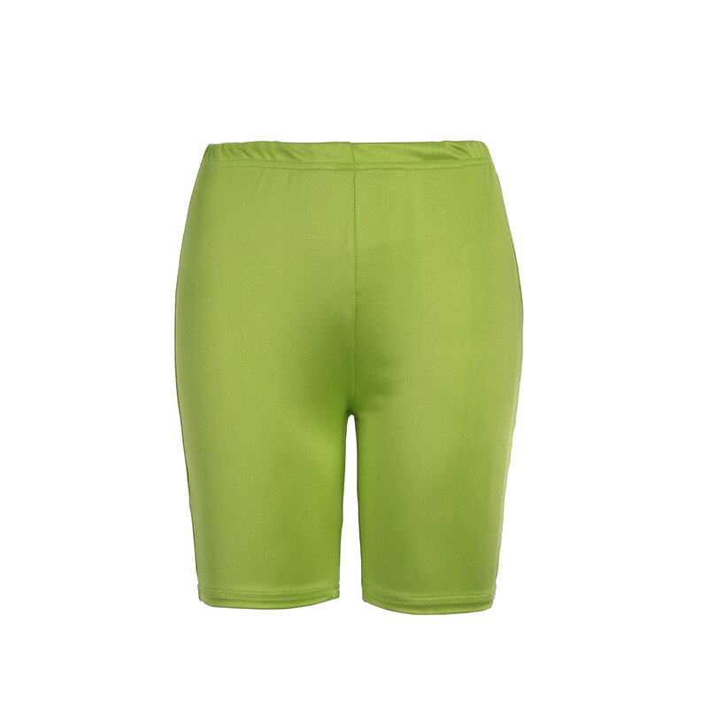 Pantalones cortos deportivos elásticos para mujer, mallas de LICRA de entrenamiento sólido, ropa de calle sólida hasta la rodilla