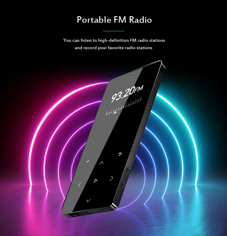 Mp4-плеер с Bluetooth-динамиком, встроенной сенсорной кнопкой, 8 ГБ, 16 ГБ, Портативный Hi-Fi плеер с FM-радио, запись музыкального проигрывателя