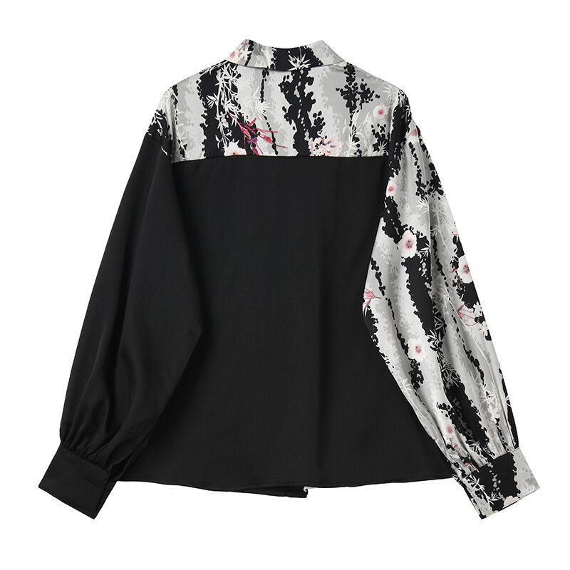 Блузка женская с принтом, модная уличная одежда в стиле пэчворк, свободная рубашка с принтом, Стильный винтажный топ с лацканами, лето 2021