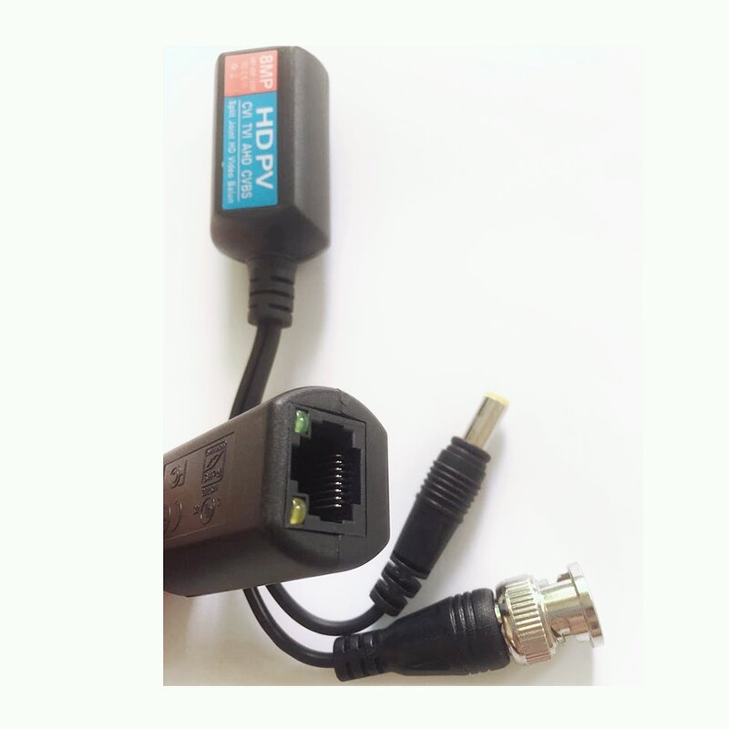 1 par passivo cctv 8mp vídeo balun coaxial bnc power transceptor conectores para rj45 para câmera de vigilância cctv