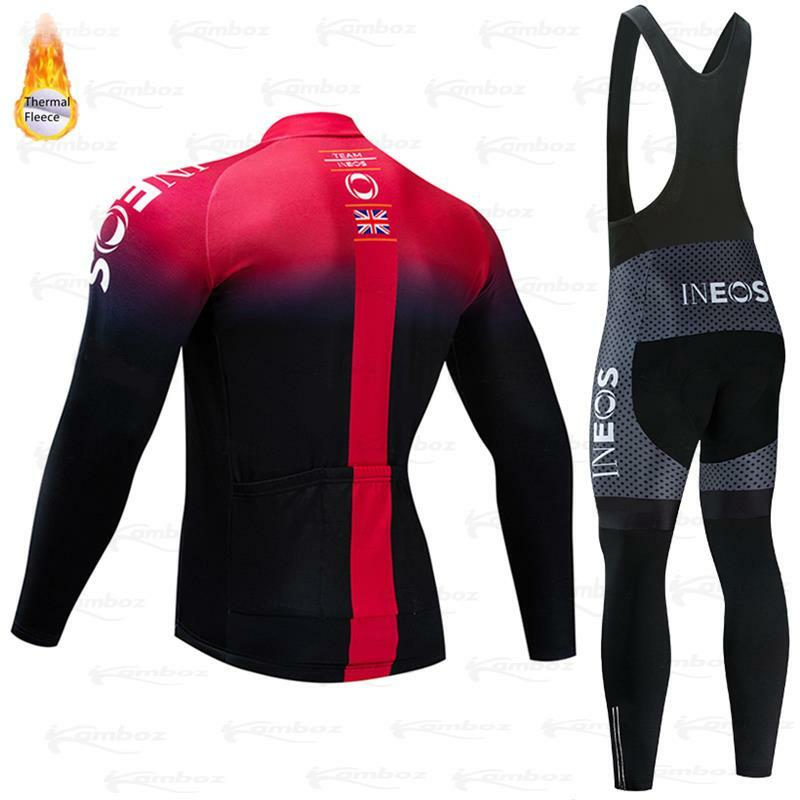 INEOS Winter Thermal Fleece Long Sleeve Set Cycling Clothes Men's Jersey Sport Suit Riding Mountain Bike MTB Pants Warm sets New