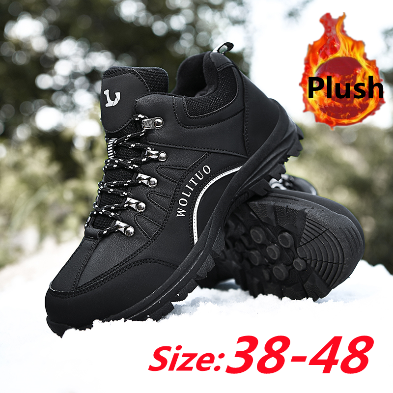 Plush Platfofm Winter Sneakers for Men 2021 Cotton Casual  Hiking Shoes Original Male Footwear Luxury Leather Snow Boots Safety
