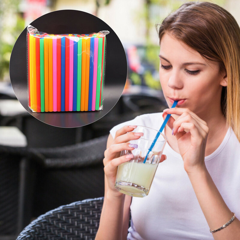 Canudos bebendo plásticos descartáveis flexíveis de 30 100 pces 11x210mm canudos-sortidas cores bebendo canudos acessórios da barra de palha