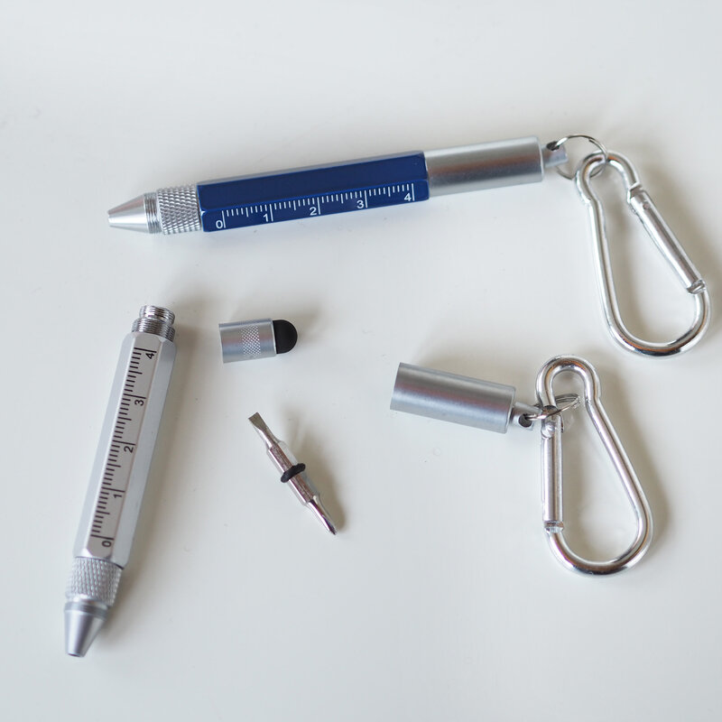 Wielofunkcyjny wkład do długopisu obrotowy 6-in-1 długopisy metalowe wkrętak sześciokątny ekran dotykowy karabinek na małą skalę długopis brelok