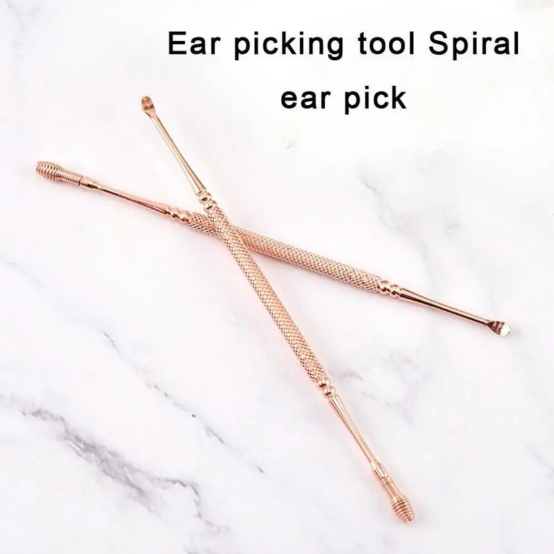 1 pçs de aço rosa-ouro earpick removedor de cera curette cleaner fácil earwax remoção cotonete kit ferramentas de cuidados de saúde orelha picareta