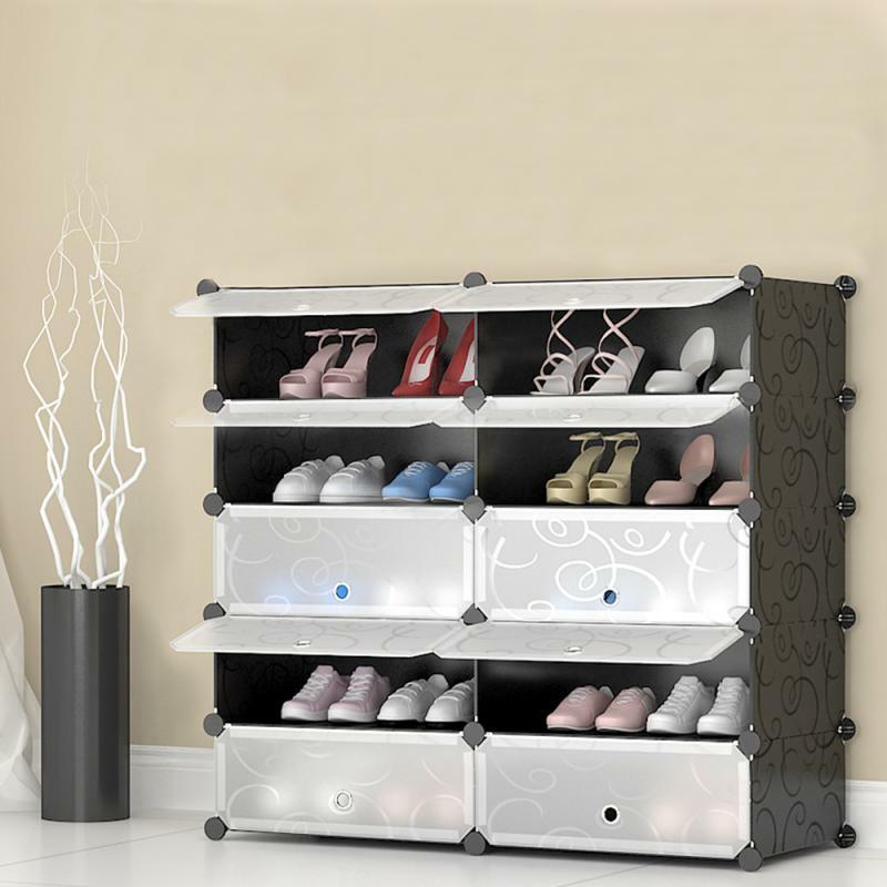 البلاستيك رف الأحذية متعددة الطوابق خزانة خذاء المنزلية الفضاء التوقف وحدات خزانة غرفة المعيشة المنزلي التخزين الذاتي HWC