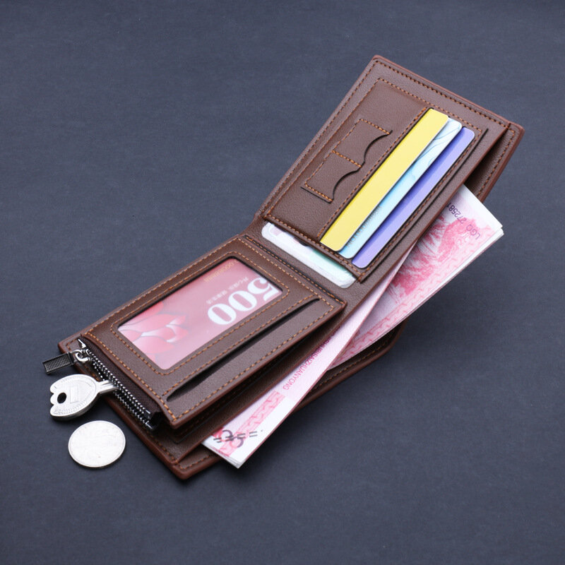 Portefeuille multi-cartes en cuir pour homme, porte-monnaie masculin court, pochette de marque, qualité garantie