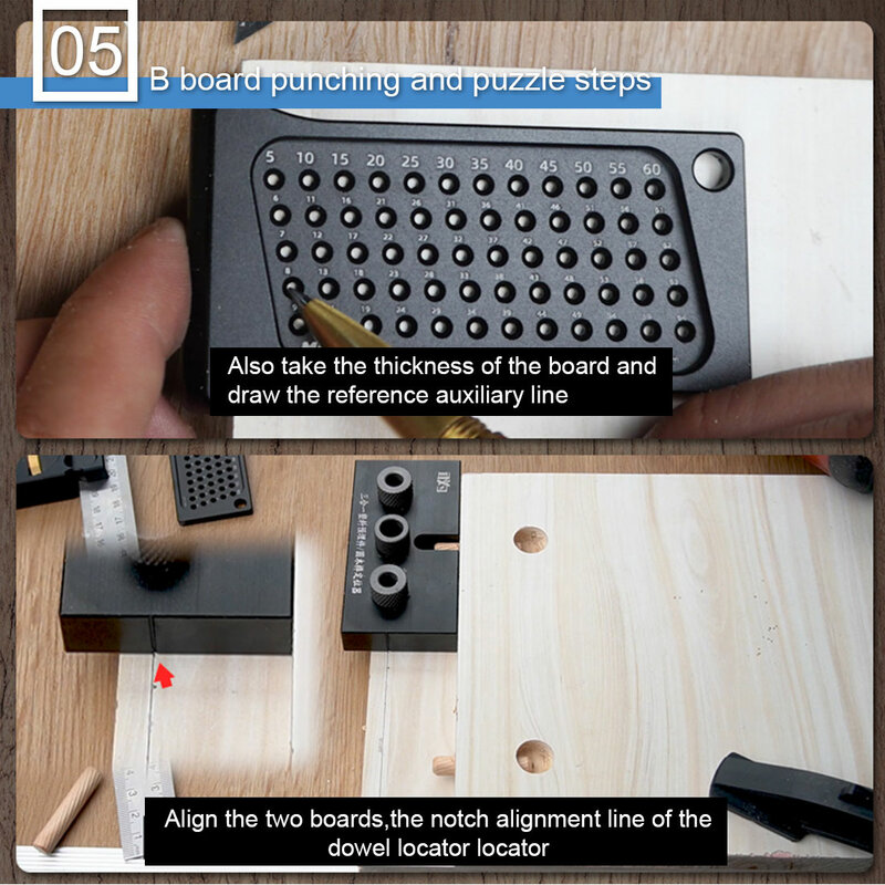 3 em 1 ajustável passador gabarito de madeira bolso buraco perfurador para móveis conectar kit localizador de perfuração destacável localizador