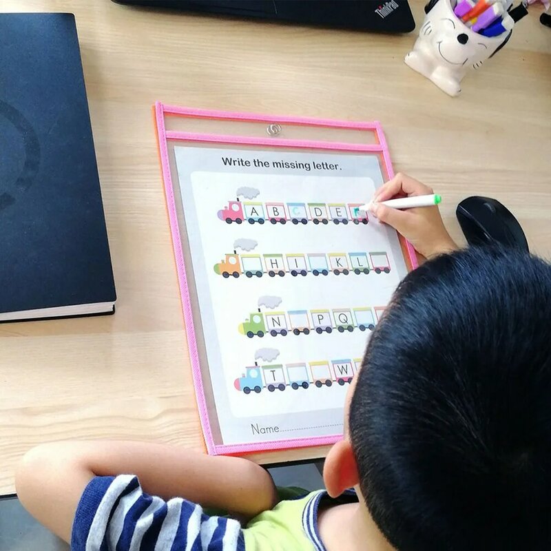 6 stücke Transparent Trockenen Pinsel Tasche Kinder Zeichnung Bord DIY Malerei Doodle Färbung Lernen Pädagogisches Spielzeug Geschenke (Zufällige Farbe)