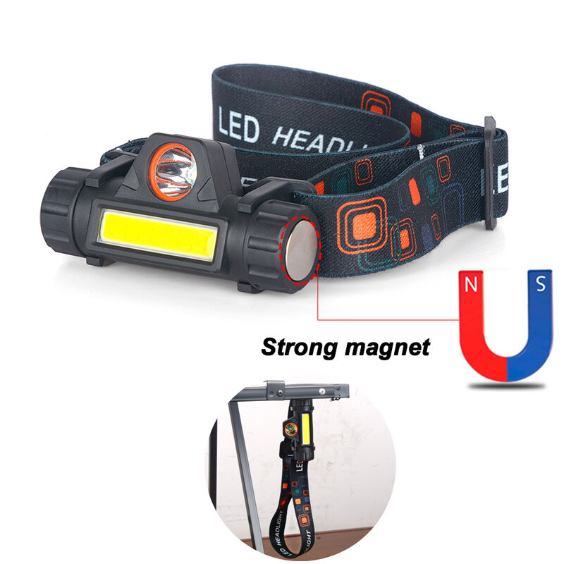 ZHIYU-faro LED magnético recargable por USB, linterna con XPE, reflector COB, batería 18650, para acampar, senderismo, correr