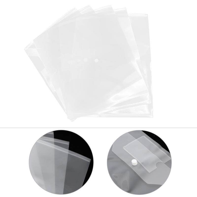 20 pezzi trasparenti A4 cartella documenti documenti buste porta File chiusura pulsante