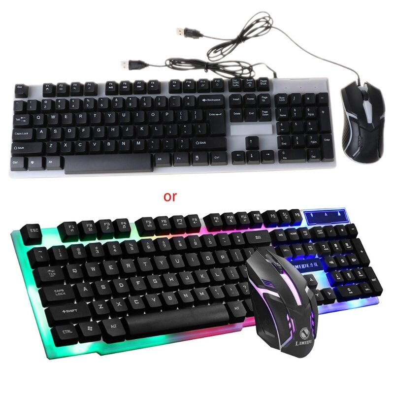 GTX300 USB con cable 104 teclas RGB retroiluminación ergonómica Gaming Mouse teclado Set