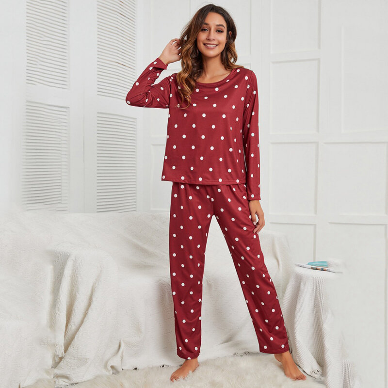 Pijamas de outono conjunto feminino casual pijamas manga comprida com calças compridas senhoras casa terno pijamas