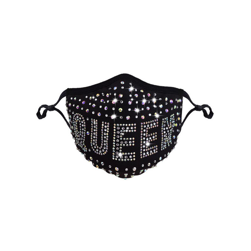 Luksusowa drukowana biżuteria z kryształem górskim najnowsza diamentowa maska halloweenowa moda damska stretch handmade lepka diamentowa maska dekoracyjna