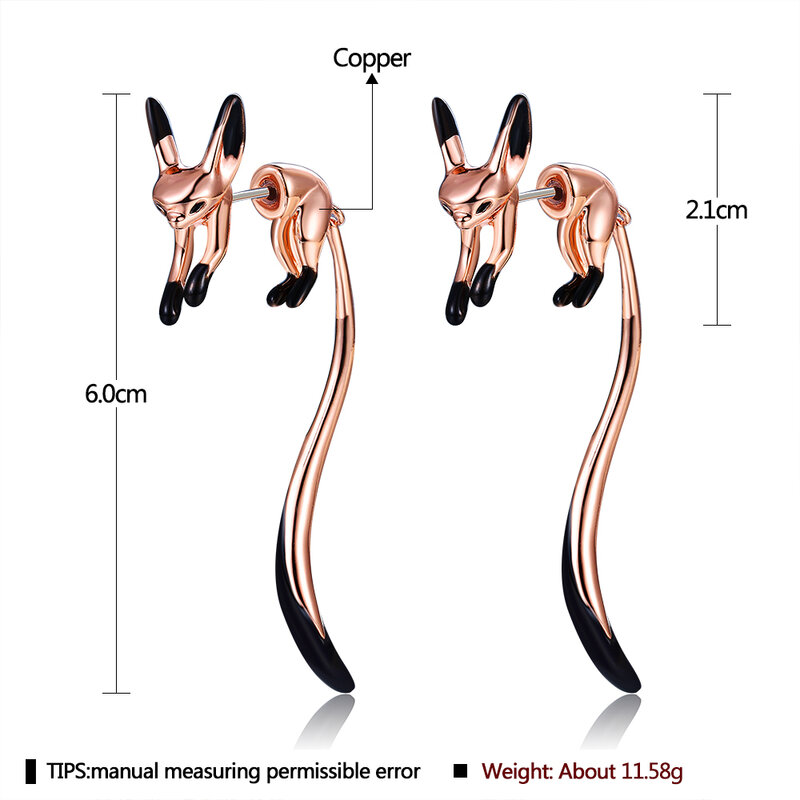 Hyperbole Big Tail Animal Fox Earrings For Women Multicolor Choice Anniversary Gift Earring Fashion Jewelry New Arrival Hot Sale