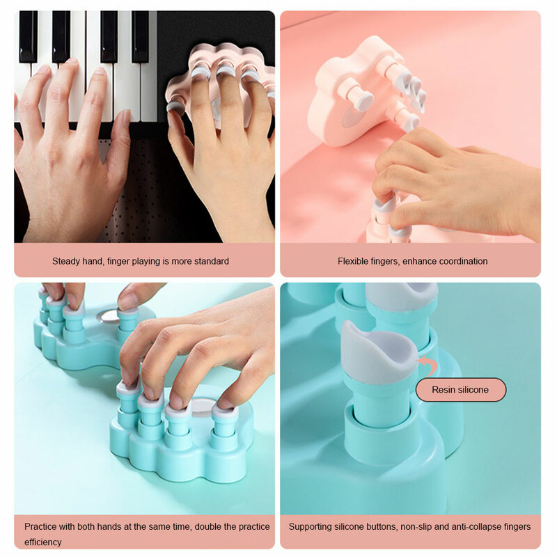 1 par de Corrector de dedos de Piano con 5 teclas redondas para agarre, piezas de instrumentos de cuerda, empuñaduras de dedos, ejercitador