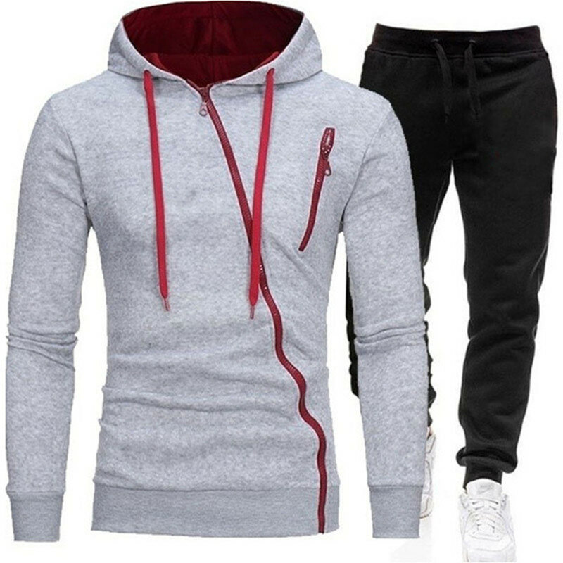 Frühling herren sportswear 2-stück hoodie + hosen sport anzug männer pullover zipper hoodie männer kleidung anzug sportswear größe M-3XL