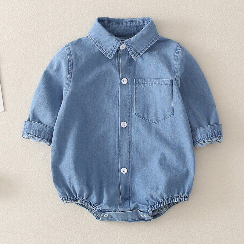 Брендовая детская одежда Yg 2021, новый детский комбинезон, джинсовая рубашка для маленьких мальчиков на весну и осень, детский топ с длинным р...