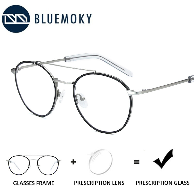 BLUEMOKY Pure Titanium Prescription Glasses Fpr Men Women Myopia Optical Anti-Blue-Ray Photochromic Lens Eyeglasses Frame