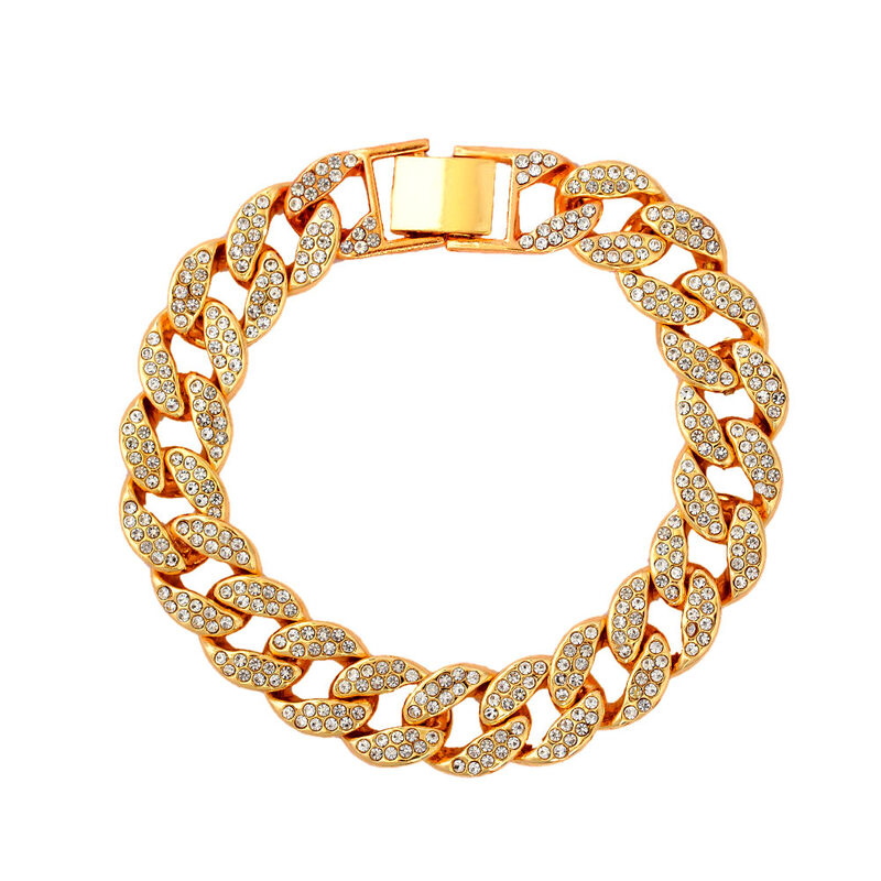 Parking 15mm Baguette Cuban Anklets For Women Gold Silver Color Bling Miami Cuban Link Foot Bracelet Bling Hiphop Jewelry Gifts