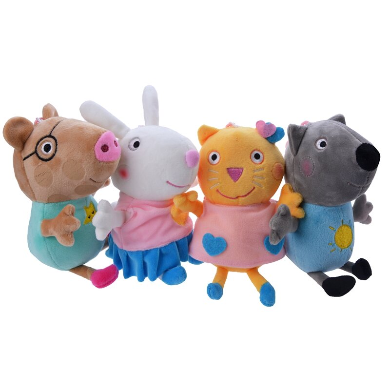Nuevos juguetes de Peppa pig, 8 unidades por Set, familia George Pig, amigo, 19cm, juguetes de felpa, muñecas de fiesta familiares, juguetes para regalo de Navidad